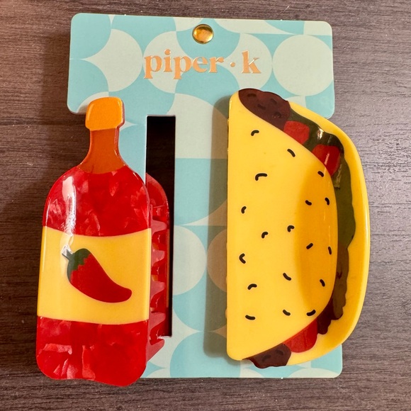 Piper K Hair Claw Clips Bundle-2 pc Hot Sauce and Taco & 4 pc Summer Fruits NEW - Picture 2 of 8